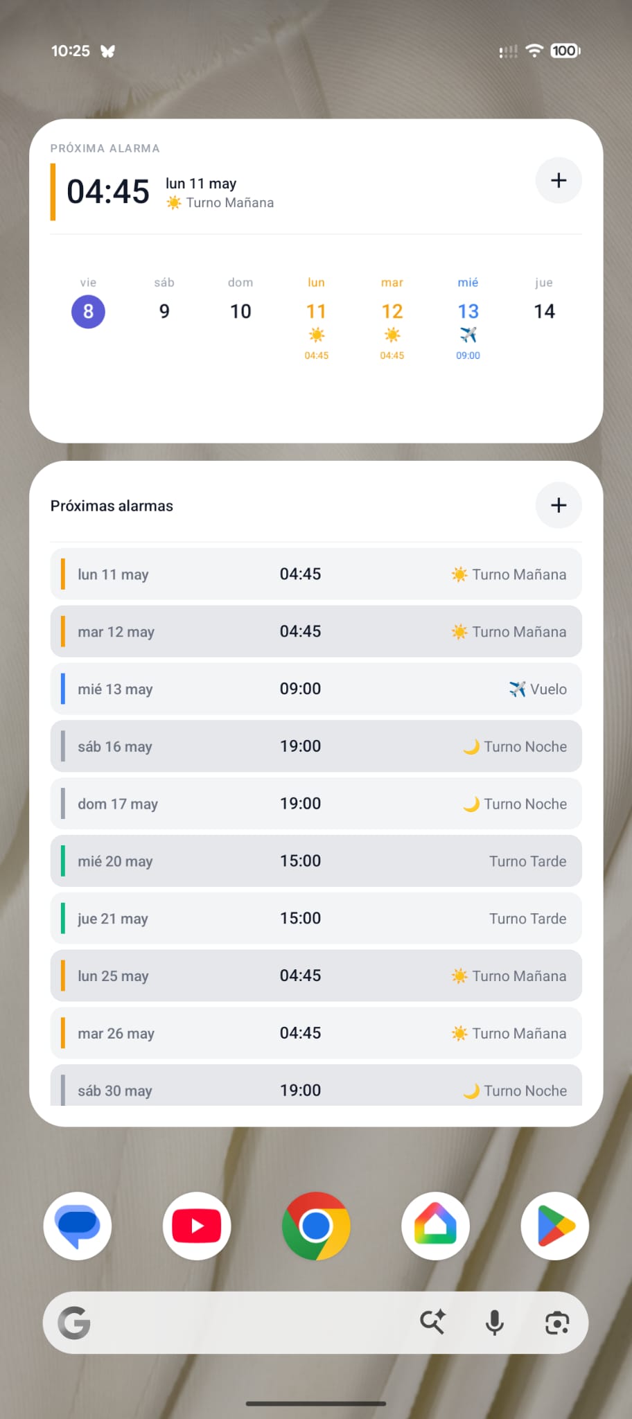 Widgets en la pantalla de inicio